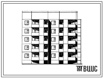 Фасады Типовой проект 135-0255с.13.86 5-этажная блок-секция на 15 квартир торцевая правая 2Б-3Б-3Б для Бурятской АССР
