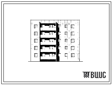Фасады Типовой проект 81-07 5-этажная блок-секция угловая левая на 15 квартир (двухкомнатных 2Б-5, трехкомнатных 3Б-5, четырехкомнатных 4Б-5) для строительства в 1В, 2Б и 2В климатических подрайонах.