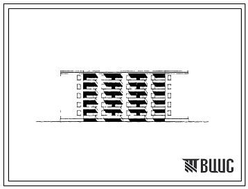 Фасады Типовой проект 155-63-15с Пятиэтажный дом для малосемейных на 50 квартир (однокомнатных 1А-20, 1Б-10; двухкомнатных 2А-20) со стенами из пильного камня известняка. Для строительства в 4Б климатическом подрайоне Азербайджанской ССР сейсмичностью 7 и 8 балл