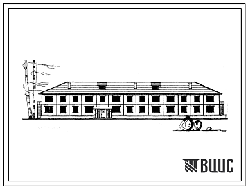 Фасады Типовой проект 1-50Б-5/68 Двухэтажный двадцатичетырехквартирный жилой дом для малосемейных, стены брусчатные. Для строительства во 2 строительно-климатической зоне. Для леспромхозов.