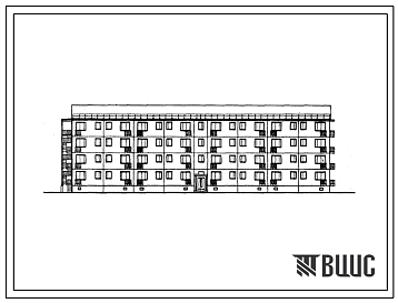 Фасады Типовой проект 1Кз-464ДС-16 Односекционный четырехэтажный жилой дом на 64 квартиры для малосемейных.