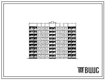 Фасады Типовой проект 90.1-086.85 Девятиэтажная блок-секция рядовая с торцевыми окончаниями на 90 квартир для малосемейных. Для строительства в г.Ульяновске, Воронеже, Иваново, Калининграде, Тамбове