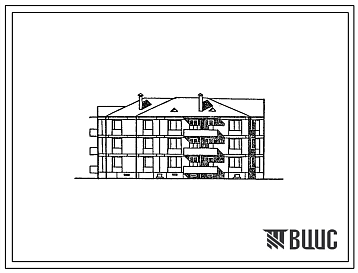Фасады Типовой проект 81-017.13.88 Трехэтажная блок-секция угловая левая на 15 квартир. Для Калининграда и Калининградской области