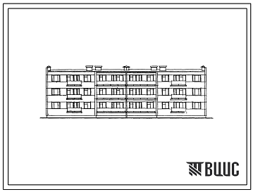 Фасады Типовой проект 111-25-2 Трехэтажный 18-квартирный жилой дом двухсекционный (секции 1.2.3 - 1.2.3)