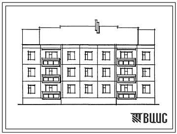 Фасады Типовой проект 192-07.88 Трехэтажная блок-секция рядовая  на 12 квартир. Для строительства в городах и поселках городского типа