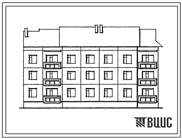 Фасады Типовой проект 192-09.88 Трехэтажная блок-секция торцевая правая на 12 квартир. Для строительства в городах и поселках городского типа