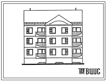 Фасады Типовой проект 104-087.13.88 Трехэтажная блок-секция рядовая на 6 квартир. Для Латвийской ССР