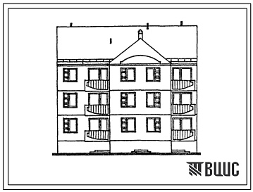 Фасады Типовой проект 104-088.13.88 Трехэтажная блок-секция рядовая на 9 квартир. Для Латвийской ССР