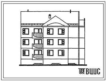 Фасады Типовой проект 104-091.13.88 Трехэтажная блок-секция торцевая правая на 9 квартир. Для Латвийской ССР