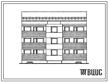 Фасады Типовой проект 104-079.13.88 Трехэтажная блок-секция полносборная рядовая на 9 квартир. Для Латвийской ССР