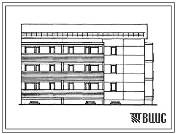 Фасады Типовой проект 104-081.13.88 Трехэтажная блок-секция полносборная торцевая на 15 однокомнатных квартир. Для Латвийской ССР