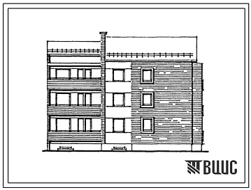 Фасады Типовой проект 103-034.13.88 Трехэтажная блок-секция торцевая на 12 однокомнатный квартир. Для Латвийской ССР