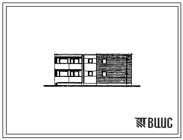 Фасады Типовой проект 103-035/1 Трехэтажная блок-секция торцевая на 8 квартир (однокомнатных 1А-2, 1Б-6). Для строительства во 2Б и 2В климатических подрайонах Латвийской ССР