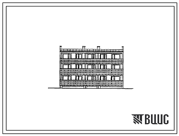 Фасады Типовой проект 103-016.13.86 Трехэтажная блок-секция рядовая на 6 квартир с несущими кирпичными поперечными стенами. Для строительства в Латвийской ССР