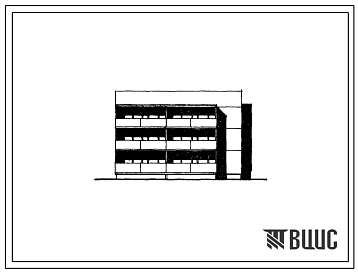 Фасады Типовой проект 104-038/1 Трехэтажная блок-секция торцевая на 6 квартир (трехкомнатных 3Б-3, четырехкомнатных 4Б-3). Для строительства во 2Б и 2В климатических подрайонах Латвийской ССР