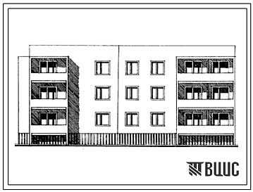 Фасады Типовой проект 85-029/1 3-этажная 12-квартирная блок-секция торцовая 3Б-2Б-2Б-2Б (левая)