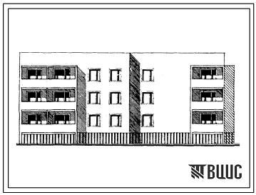 Фасады Типовой проект 85-030/1 3-этажная 12-квартирная блок-секция торцовая 3Б-2Б-2Б-2Б (правая)