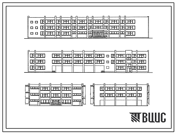 Фасады Типовой проект 224-1-194/78 Средняя общеобразовательная школа на 30 классов (1176 учащихся)