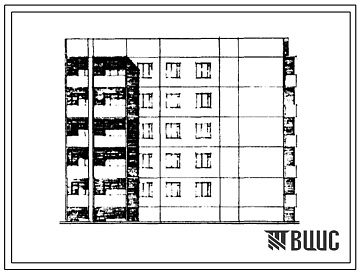 Фасады Типовой проект 93-039.84 Блок-секция 5-этажная 20-квартирная торцевая-угловая правая 1Б-2Б-3Б-3Б
