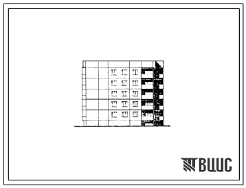 Фасады Типовой проект 93-038.84 Пятиэтажная блок-секция торцевая угловая левая на 20 квартир. Для строительства в городах и поселках городского типа