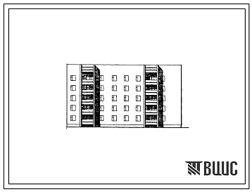 Фасады Типовой проект 86-010.86 Пятиэтажная блок-секция торцевая правая на 24 квартиры. Для строительства в городах и поселках городского типа