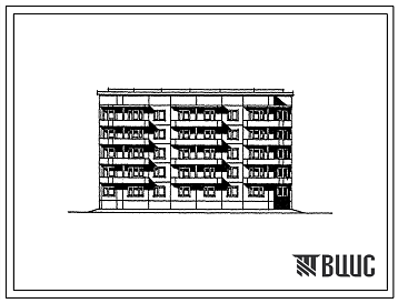 Фасады Типовой проект 90-0202.13.87 Жилая секция рядовая 5-этажная 20-квартирная 2-2-3-3. Для условий применения в Чувашской АССР.