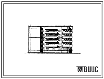 Фасады Типовой проект 90-0203.13.87 Жилая секция торцевая левая 5-этажная 20-квартирная 2-3-3-3. Для условий применения в Чувашской АССР.