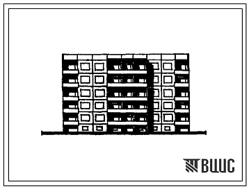 Фасады Типовой проект 121-077/1 Блок-секция пятиэтажная 40-квртирная рядовая с торцевыми окончаниями 1Б-1Б-1Б-1Б-1Б-1Б-1Б-2Б.