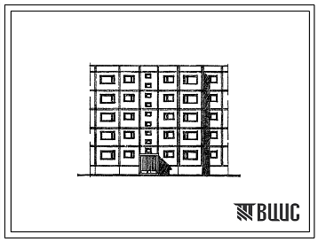 Фасады Типовой проект 133-10 Блок-секция пятиэтажная 15-квартирная рядовая, с правым окончанием 3Б-2Б-3Б.