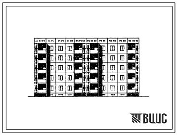 Фасады Типовой проект 105-055с/1 Пятиэтажная блок-секция рядовая на 20 квартир (трехкомнатных 3Б-10,четырехкомнатных 4Б-10). Для строительства в 4Г климатическом подрайоне Казахской ССР сейсмичностью 7 и 8 баллов