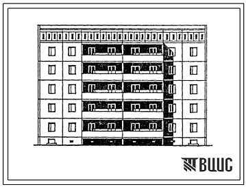 Фасады Типовой проект 105-0132с.13.87 Блок-секция 5-этажная 20-квартирная рядовая 3.2-2.3. Для строительства в г.Чимкенте и г.Джамбуле.