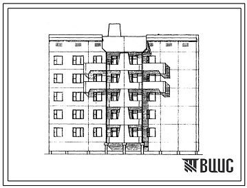Фасады Типовой проект 112-028м.13.86 Блок-секция торцевая правая 5-этажная 19-квартирная 1Б-2Б-3Б-4Б. Для Якутской АССР