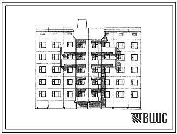 Фасады Типовой проект 112-029м.13.86 Блок-секция рядовая 5-этажная 19-квартирная 1Б-2Б-3Б-4Б. Для Якутской АССР