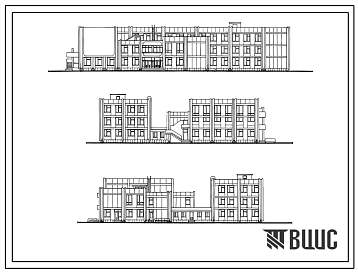 Фасады Типовой проект 225-1-397с Средняя общеобразовательная школа на 12 классов (464 учащихся)