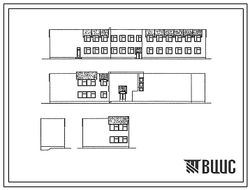Фасады Типовой проект 224-1-458.85 Школа на 11 классов (264 учащихся). Здание двухэтажное. Стены из кирпича.