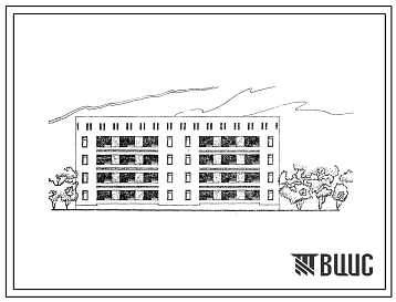 Фасады Типовой проект 63-021с.83 Блок-секция четырехэтажная 16-квартирная рядовая с торцовыми окончаниями 4Б.3Б.-3А.4А.