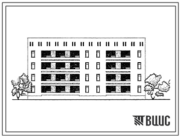 Фасады Типовой проект 63-024с.83 Блок-секция четырехэтажная 16-квартирная рядовая с торцовыми окончаниями 4Б.3Б.-3А.2Б.