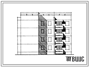 Фасады Типовой проект 129-060с.13.87 Блок-секция 4-этажная 12-квартирная лучевая правая 1Б-2Б-3Б (для Армянской ССР)