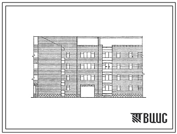 Фасады Типовой проект 195-06с.23.88 Четырехэтажная блок-вставка прямая с проездом по первому этажу на 6 комнат (спальни). Для Армянской АССР