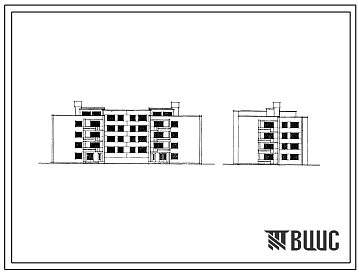 Фасады Типовой проект 111-89-18 Двухсекционный дом на 32 квартиры (однокомнатных 1Б-10; двухкомнатных 2Б-8; трехкомнатных 3Б-14). Для строительства в 2В климатическом подрайоне сельской местности Белорусской ССР