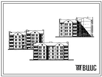 Фасады Типовой проект 210-059.23.90 4-этажные жилые и лестничные блоки (для строительства в сельской местности Белорусской ССР)