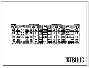 Фасады Типовой проект 111-210-57.13.90 Четырехэтажный секционный 32-квартирный жилой дом с квартирами 1-2-3-4 (для строительства в Белорусской ССР)