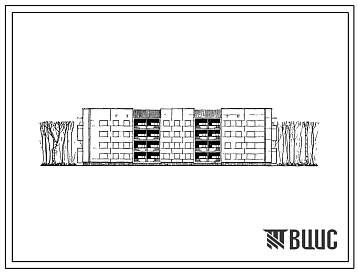 Фасады 111-26-1 4-этажаный 3-секционный крупнопанельный дом на 32 квартиры (однокомнатных 1А-8, двухкомнатных 2Б-8, трехкомнатных 3А-4, трехкомнатных 3Б-8, четырехкомнатных 4Б-4). Для строительства во 2 климатическом районе, во 2В климатическом подрайоне Украинс