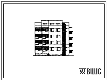 Фасады Типовой проект 26-039/1 Четырехэтажная блок-секция торцевая правая на 16 квартир (однокомнатных 1Б-2, двухкомнатных 2Б-4). Для строительства во 2 и 3 климатических районах Украинской ССР