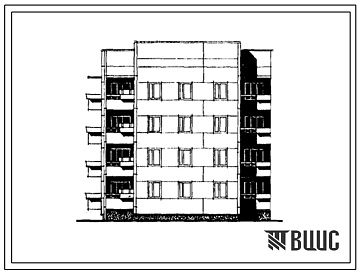 Фасады Типовой проект 26-037/1 Четырехэтажная блок-секция торцевая левая на 12 квартир (однокомнатных 1Б-4, двухкомнатных 2Б-4, трехкомнатных 3Б-4). Для строительства во 2 и 3 климатических районах Украинской ССР