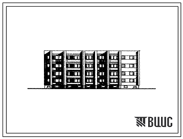 Фасады Типовой проект 1-318-42/1.2 Четырехэтажный двухсекционный 20- квартирный жилой дом. Для городского строительства в Литовской ССР