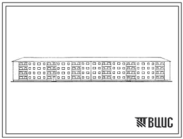 Фасады Типовой проект 1-308В-17С Четырехэтажный шестисекционный жилой дом на 70 квартир