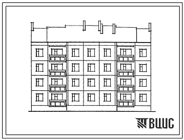Фасады Типовой проект 192-012.88 Четырехэтажные блок-секция рядовая на 16 квартир. Для строительства в городах и поселках городского типа