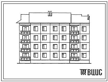 Фасады Типовой проект 192-013.88 Четырехэтажная блок-секция торцевая левая на 16 квартир. Для строительства в городах и поселках городского типа