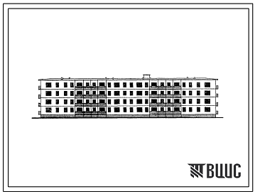Фасады Типовой проект 1у-438АС-33К  Четырехэтажный четырехсекционный жилой дом на 56 квартир со стенами  из кирпича.